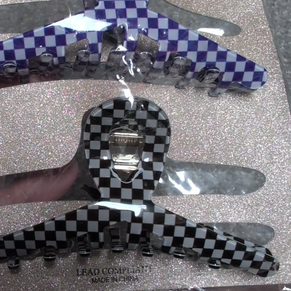 3 Piece Checkered Claw Clip Set NWT